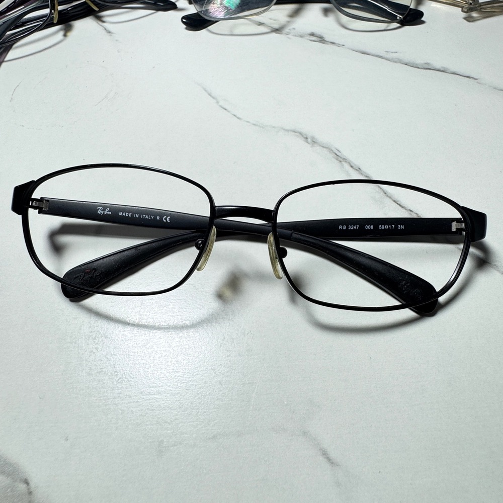 Ray-Ban RB 3247 006 Matte Black Oval Metal Eyeglass Frames Only 59-17 Italy